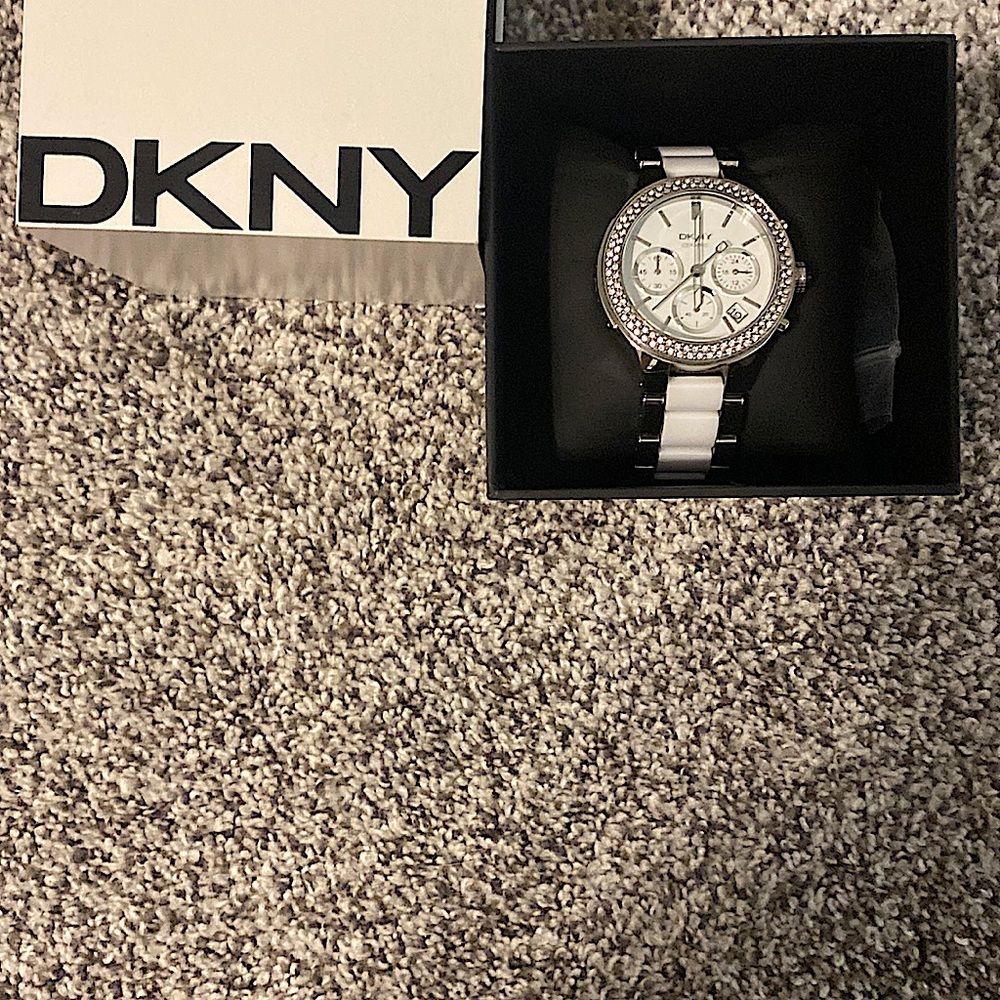 DKNY silver, and white, Mens watch.